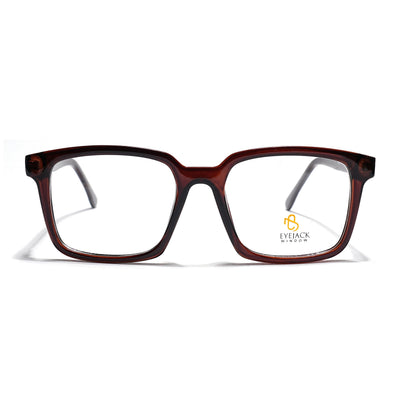 Eyejack Brown Rectangle Eyeglasses for Men & Women (668801FCL2324)