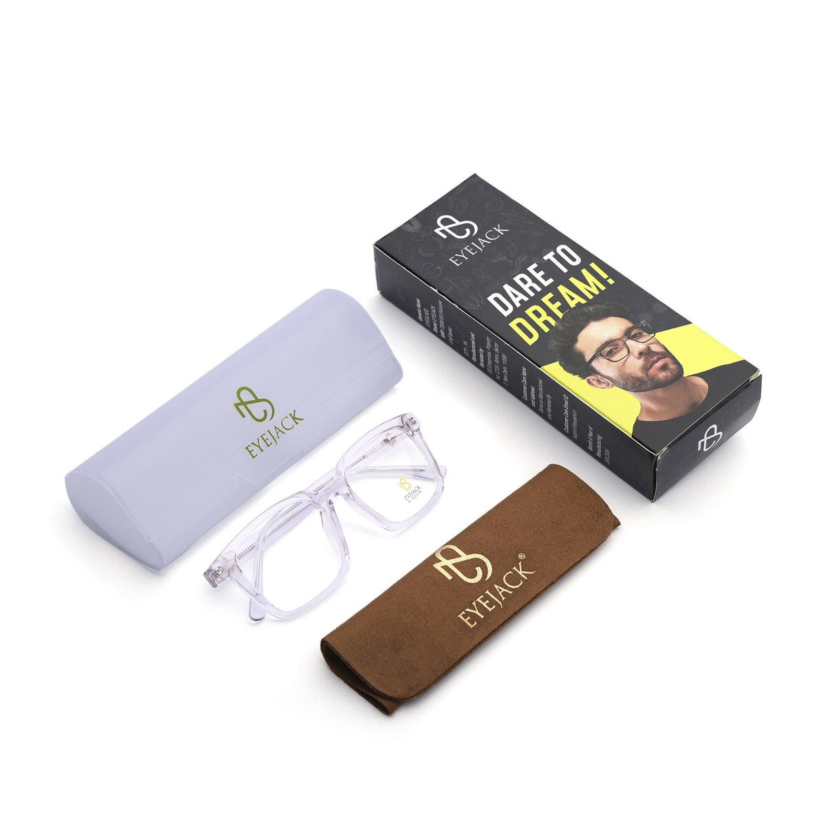 Eyejack Transparent Rectangle Eyeglasses for Men & Women (668801FCL2327)