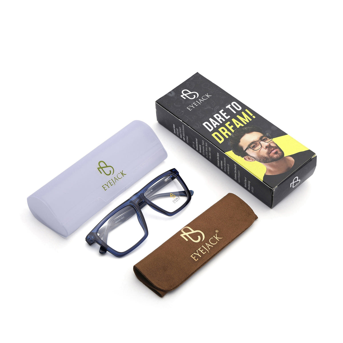 Eyejack Navy Blue Wayfarer Eyeglasses for Men & Women (668802FCL2334)