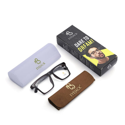 Eyejack Grey Wayfarer Eyeglasses for Men & Women (668803FCL2344)