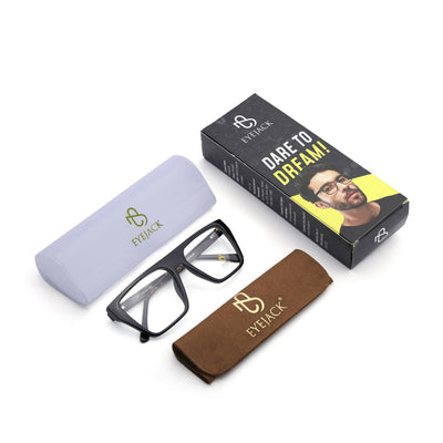 Eyejack Shine Black Wayfarer Eyeglasses for Men & Women (668804FCL2354)
