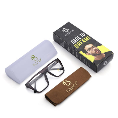 Eyejack Grey Wayfarer Eyeglasses for Men & Women (668804FCL2355)
