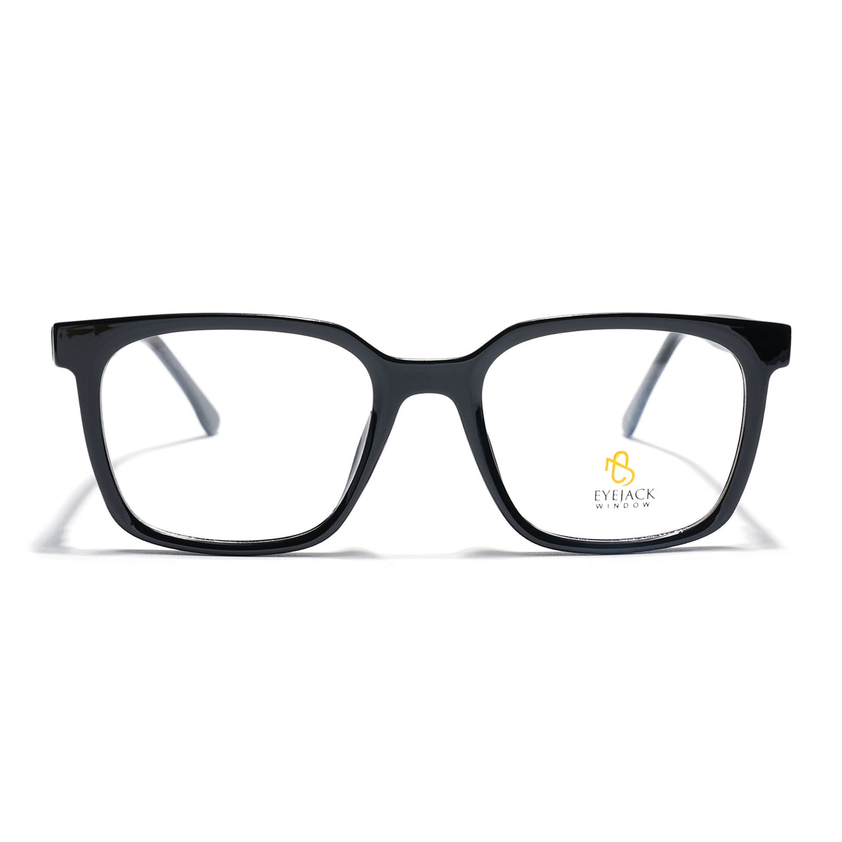 Eyejack Shine Black Square Eyeglasses for Men & Women (668805FCL2364)