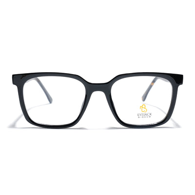 Eyejack Shine Black Square Eyeglasses for Men & Women (668805FCL2366)