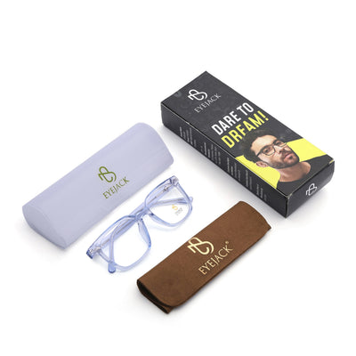 Eyejack Light Blue Square Eyeglasses for Men & Women (668805FCL2371)