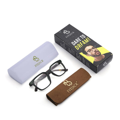 Eyejack Green Square Eyeglasses for Men & Women (668805FCL2373)