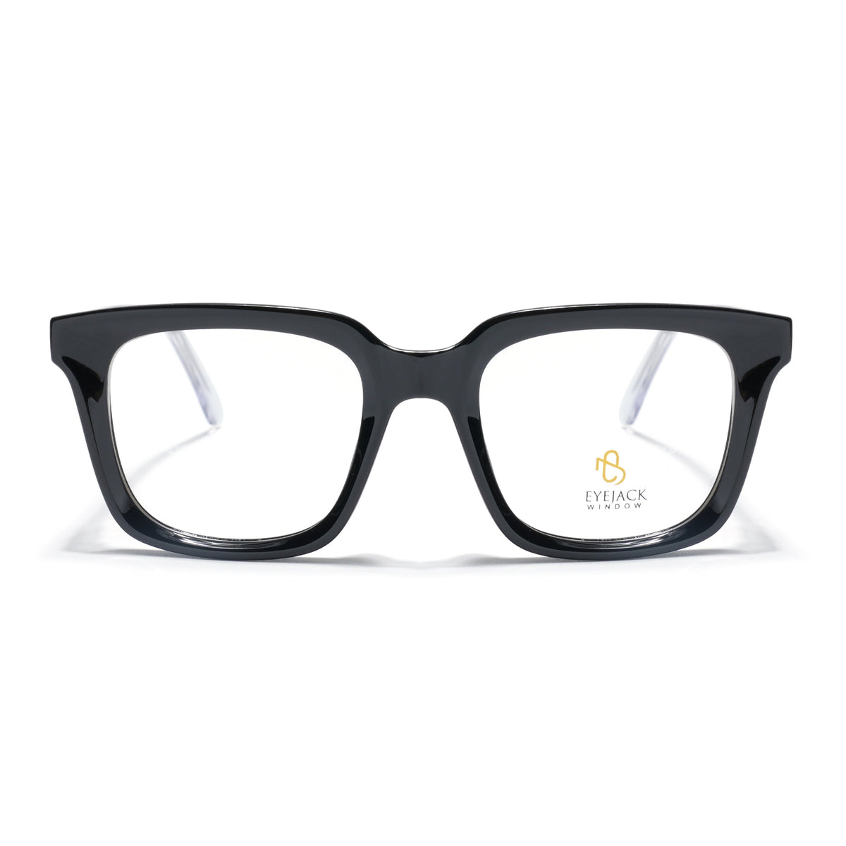 Eyejack Shine Black Square Eyeglasses for Men & Women (668806FCL2377)