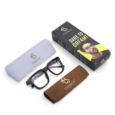 Eyejack Grey Square Eyeglasses for Men & Women (668806FCL2380)
