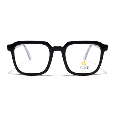 Eyejack Shine Black Square Eyeglasses for Men & Women (668807FCL2389)