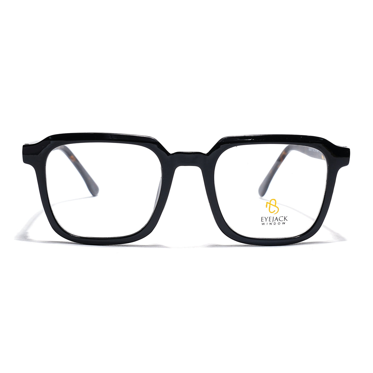 Eyejack Shine Black Square Eyeglasses for Men & Women (668807FCL2390)