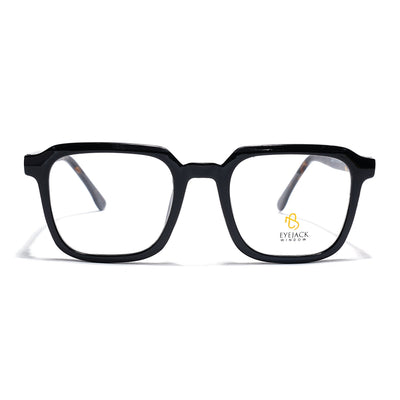 Eyejack Shine Black Square Eyeglasses for Men & Women (668807FCL2390)