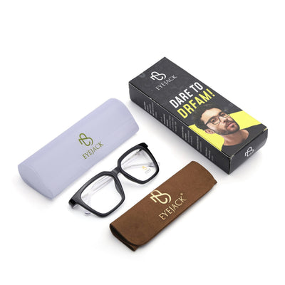 Eyejack Shine Black Wayfarer Eyeglasses for Men & Women (668808FCL2401)