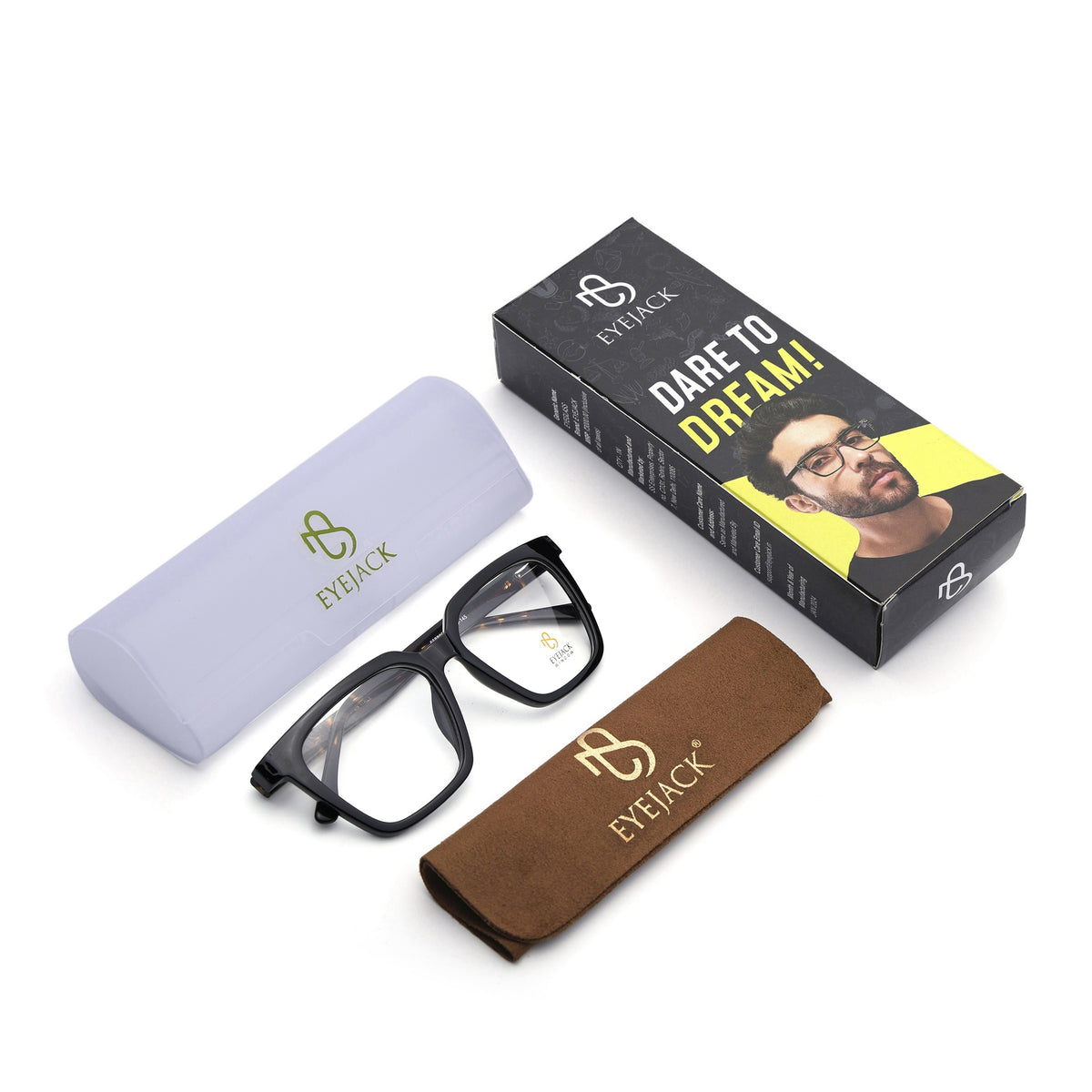 Eyejack Shine Black Wayfarer Eyeglasses for Men & Women (668808FCL2402)