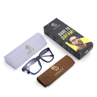 Eyejack Navy Blue Wayfarer Eyeglasses for Men & Women (668808FCL2406)