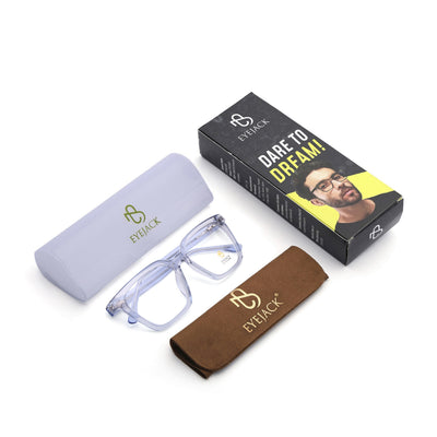 Eyejack Light Blue Wayfarer Eyeglasses for Men & Women (668808FCL2407)