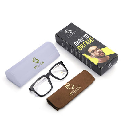 Eyejack Shine Black Wayfarer Eyeglasses for Men & Women (668809FCL2413)