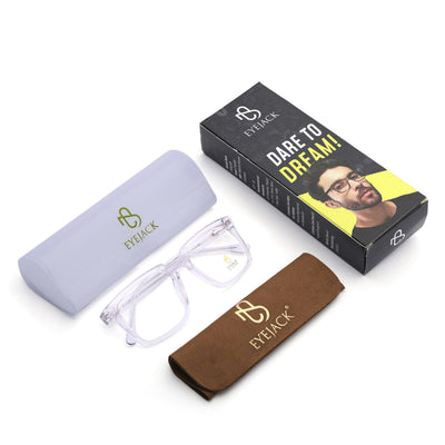 Eyejack Transparent Wayfarer Eyeglasses for Men & Women (668809FCL2423)