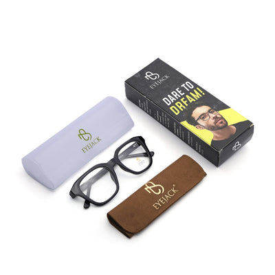 Eyejack Shine Black Wayfarer Eyeglasses for Men & Women (668810FCL2424)
