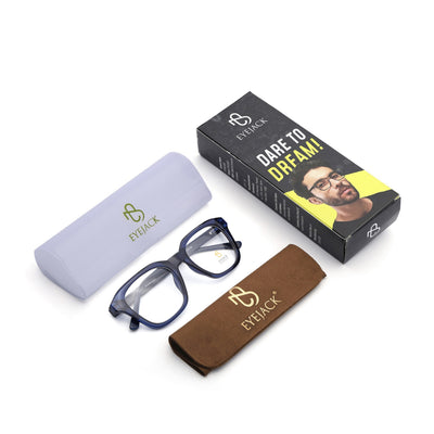 Eyejack Navy Blue Wayfarer Eyeglasses for Men & Women (668810FCL2430)