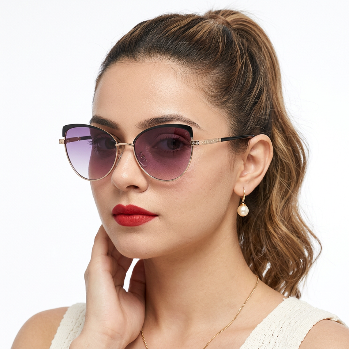 Eyejack Golden & Black Cateye Sunglasses for Women (7005CL842)