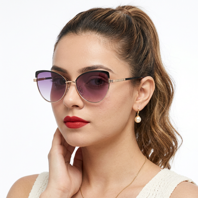 Eyejack Golden & Black Cateye Sunglasses for Women (7005CL842)