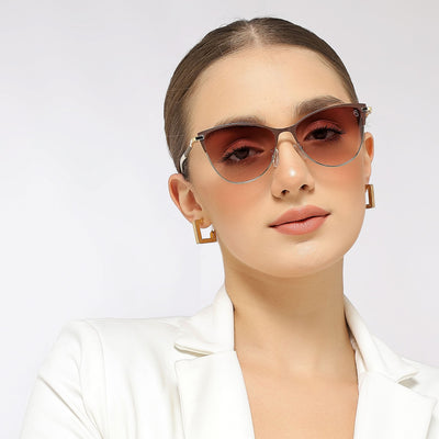 Eyejack Golden & Brown Cateye Sunglasses for Women (7030CL844)