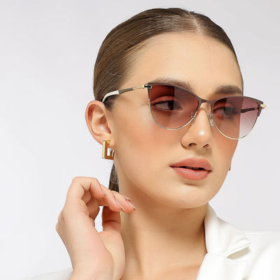 Eyejack Golden & Brown Cateye Sunglasses for Women (7030CL844)