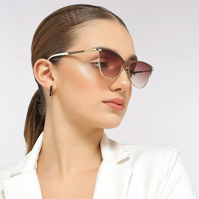 Eyejack Golden & Brown Cateye Sunglasses for Women (7030CL844)