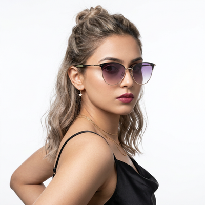 Eyejack Golden & Black Cateye Sunglasses for Women (7031CL821)