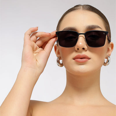 Eyejack Black Square Sunglasses for Men & Women (7032CL897)