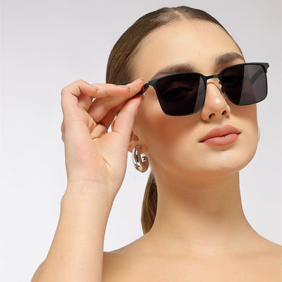 Eyejack Black Square Sunglasses for Men & Women (7032CL897)