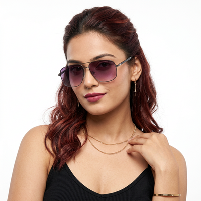 Dawn - Purple Rectangle Sunglasses I (7035CL2126)