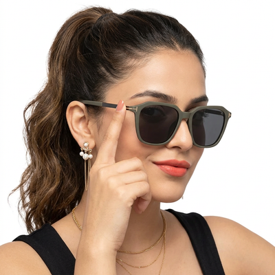 Eyejack Olive Square Polarized Sunglasses for Men & Women (7524PCL1273)