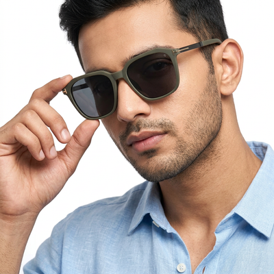 Eyejack Olive Square Polarized Sunglasses for Men & Women (7524PCL1273)