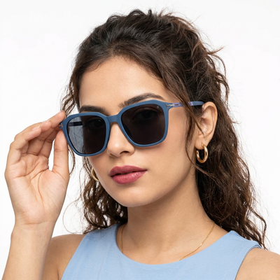 Eyejack Blue Square Polarized Sunglasses for Men & Women (7524PCL1270)
