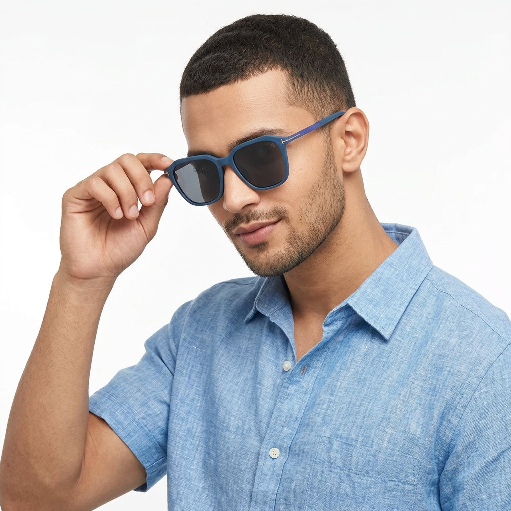 Eyejack Blue Square Polarized Sunglasses for Men & Women (7524PCL1270)