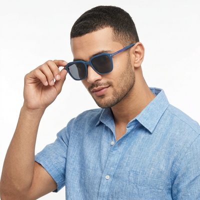 Eyejack Blue Square Polarized Sunglasses for Men & Women (7524PCL1270)