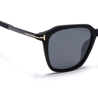 Eyejack Black Square Polarized Sunglasses for Men & Women (7524PCL1267)