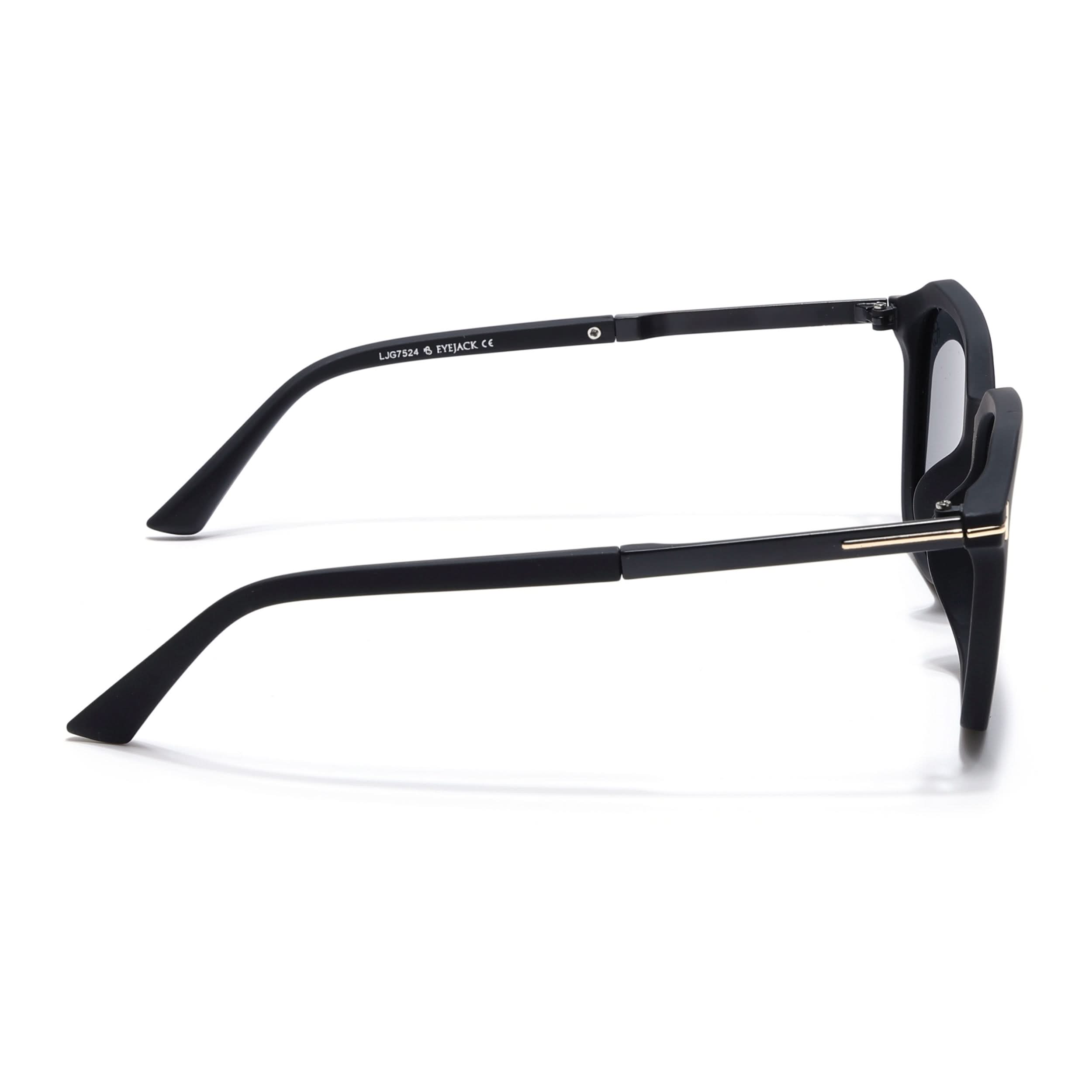 Eyejack Black Square Polarized Sunglasses for Men & Women