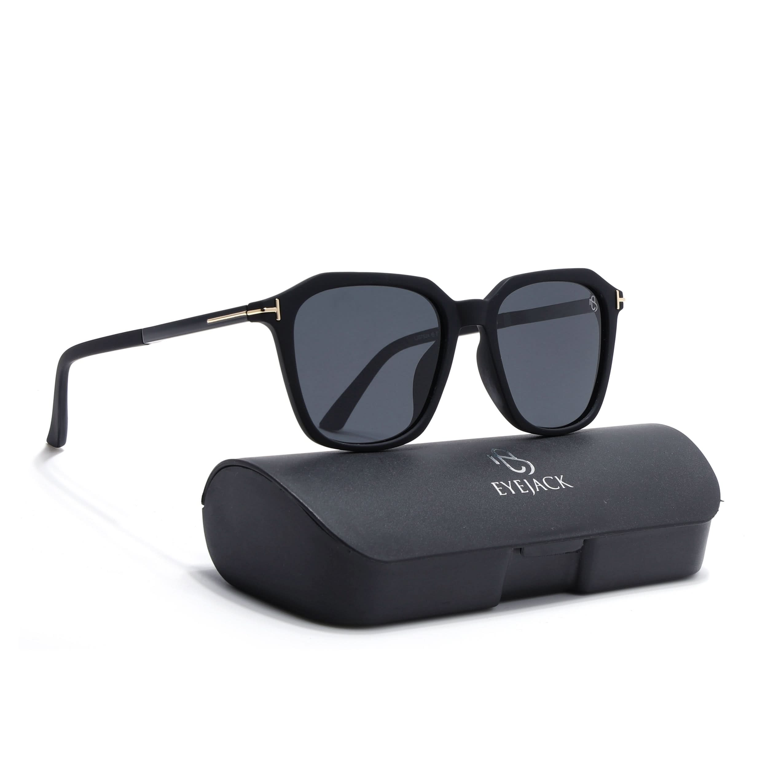 Eyejack Black Square Polarized Sunglasses for Men & Women