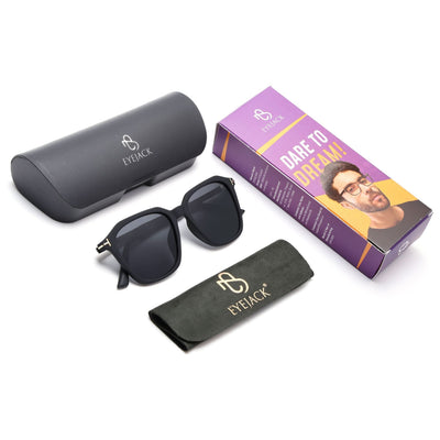 Eyejack Black Square Polarized Sunglasses for Men & Women (7524PCL1267)