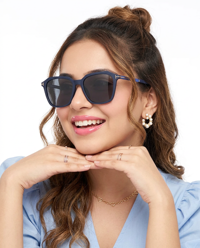Eyejack Navy Blue Square Polarized Sunglasses for Men & Women (7524PCL1269)