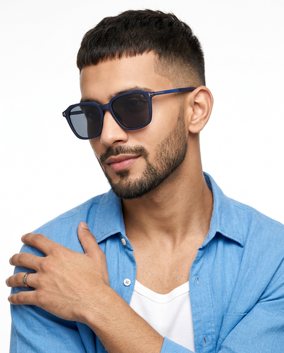 Eyejack Navy Blue Square Polarized Sunglasses for Men & Women (7524PCL1269)