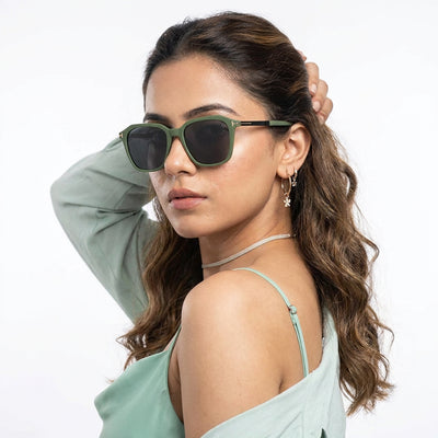Eyejack Green Square Polarized Sunglasses for Men & Women (7524PCL1272)