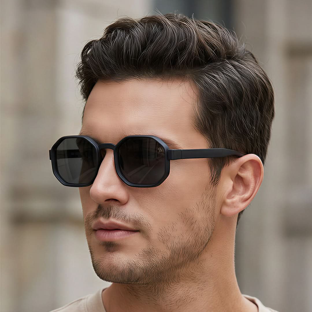 Eyejack Black Hexagonal Sunglasses for Men & Women (5611CL1038)