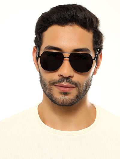 Eyejack Black Aviator Polarized Sunglasses for Men & Women (8008PCL839)