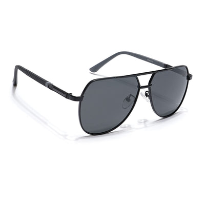 Eyejack Black Aviator Polarized Sunglasses for Men & Women (8008PCL839)