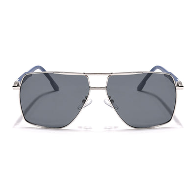 Eyejack Aviator Polarized Sunglasses for Men & Women (Black Lens | Sliver Frame - 8015PCL825)