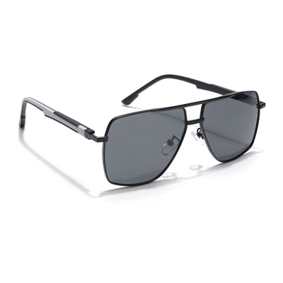 Eyejack Aviator Polarized Sunglasses for Men & Women (Black Lens | Black Frame - 8015PCL752)