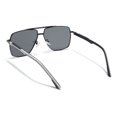 Eyejack Aviator Polarized Sunglasses for Men & Women (Black Lens | Black Frame - 8015PCL752)